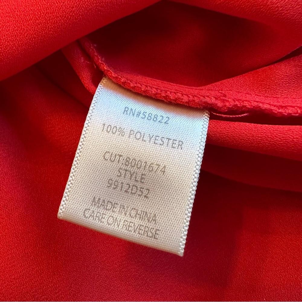 MAX STUDIO Floral Surplice Neck Ruffled Red Ivory Dress Size XL - Picture 11 of 12